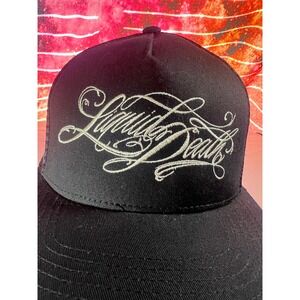 Liquid Death Trucker Hat Black Mesh Snapback Murder Your Thirst Script Logo Cap
